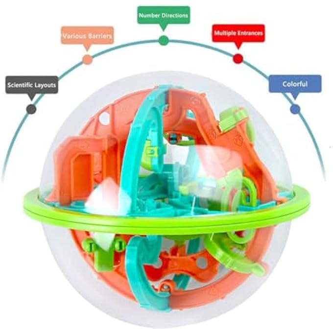MAZE BALL 3D PUZZLE GAMES INTELLECT BALL WITH 100 CHALLENGING BARRIERS 3D EDUCATIONAL TOYS THAT CAN DEVELOP CHILDREN'S BRAINS 3D PUZZLE TOYS MAGICAL MAZE BALL BRAIN TEASERS PUZZLE GAMES (12CM/4.72'') - Image 2